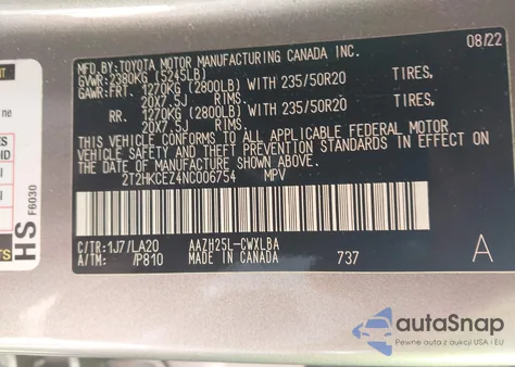 2022 Lexus Nx 350H from USA, damaged, VIN 2T2HKCEZ4NC006754